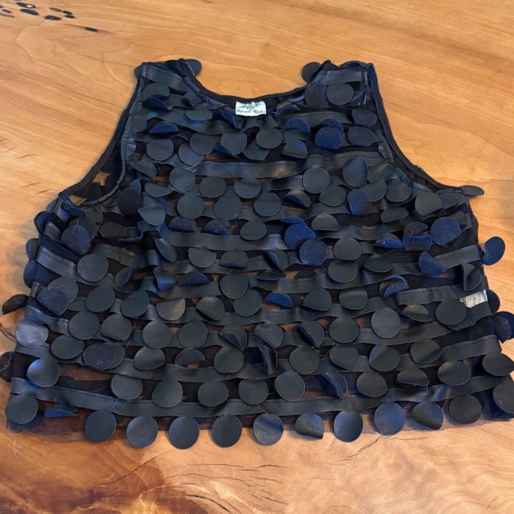Anthropologie Black Crop Top with Circular Details